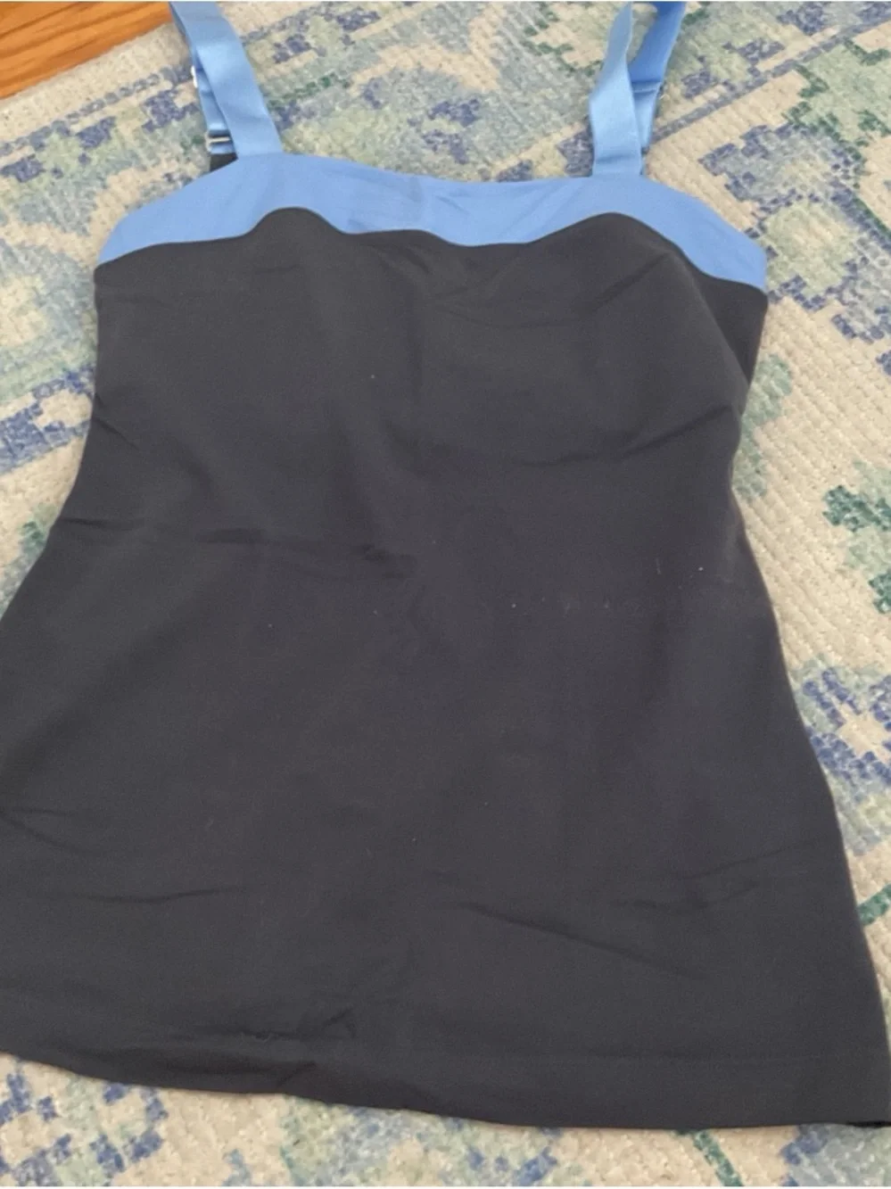 lululemon athletica Black and Light Blue Tank Top
